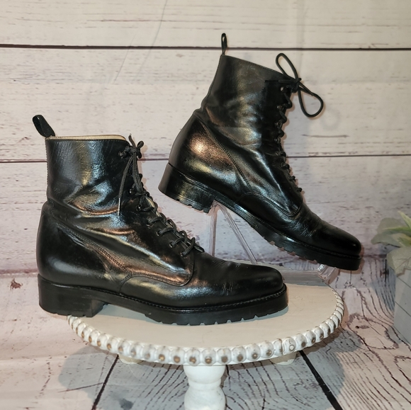 RITZ New York Black  Leather Moto Combat Ankle Lace-up Boots Size 36.5 EU, 6 US - Picture 4 of 12